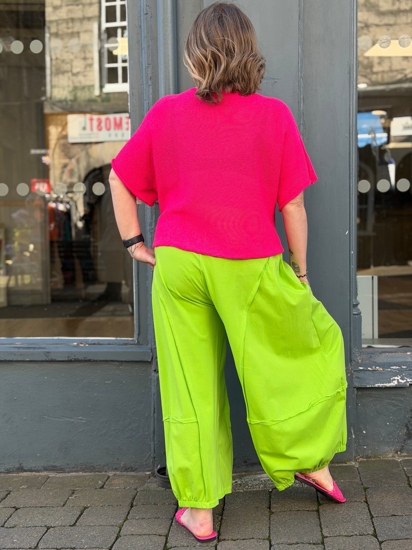 Wide Leg Green Soft Fabric Trousers Fits Size 12-24