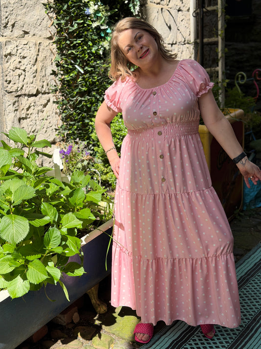 Polka Dots Atta Dress In Maxi Length Fits Size 8-18