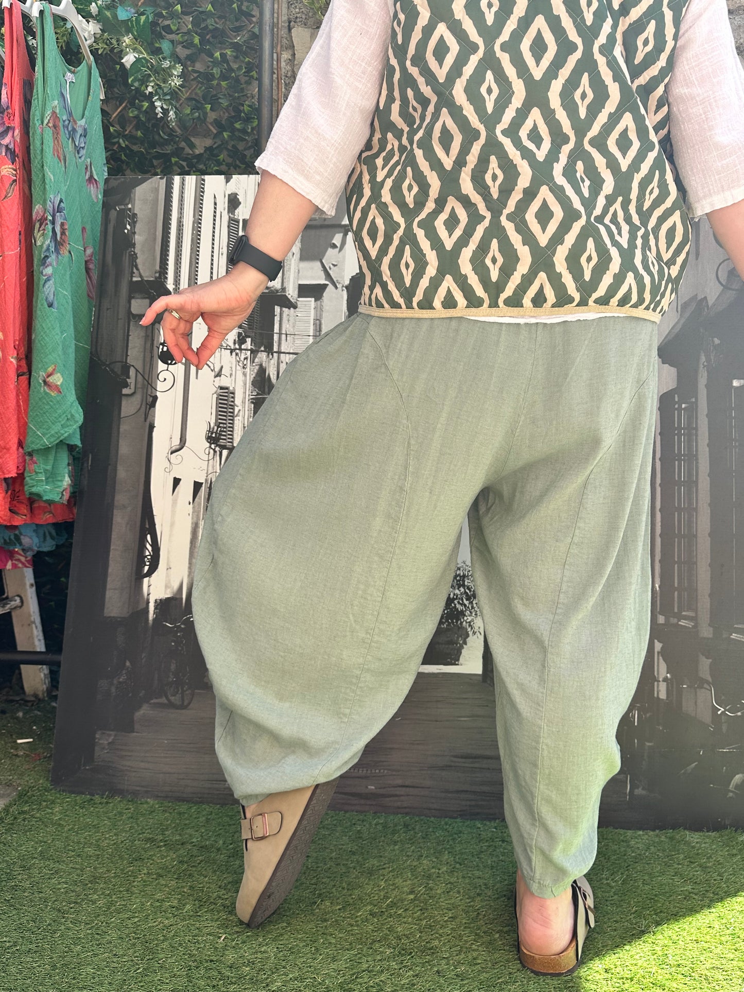 Yeba Trousers In Sage Green Fits Size 12-26