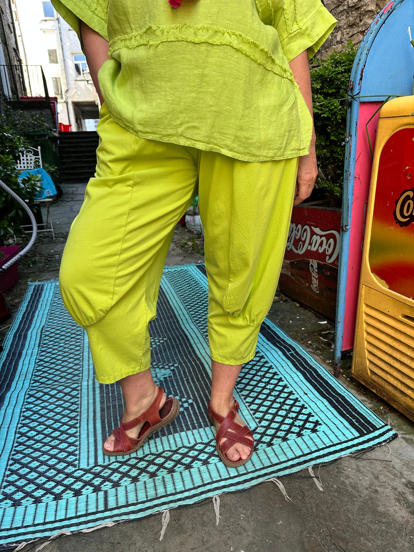 Short Length Lime Green Azu Trousers Fits Size 8-22