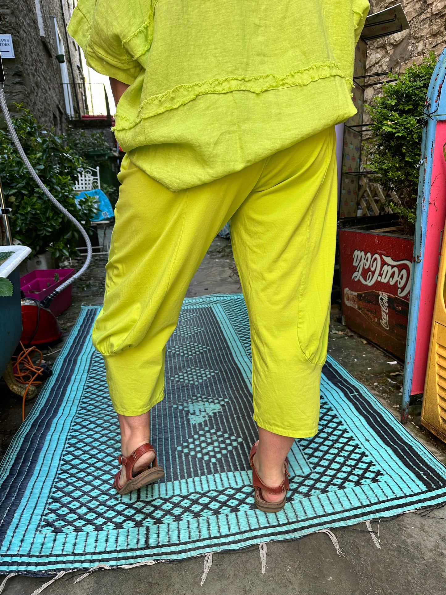 Short Length Lime Green Azu Trousers Fits Size 8-22