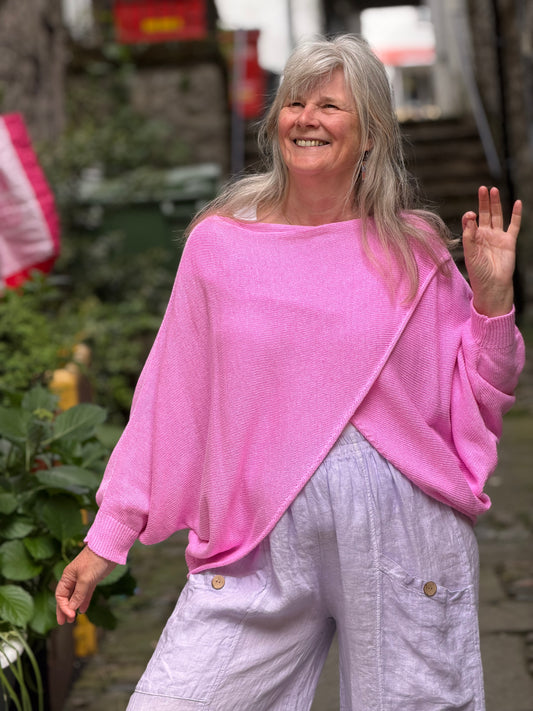 Stunning Cross Front Layering Amina Top In Baby Pink Size 10-24