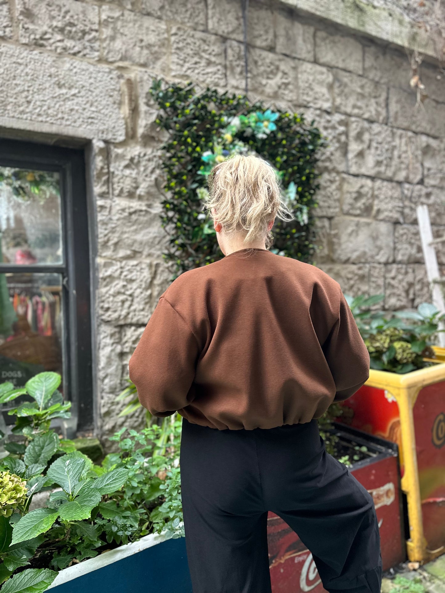 Ruched Hem Bomber Jacket Size 8-18 In Chocolate Brown
