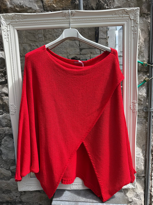 Stunning Cross Front Layering Amina Top In Red Size 10-24