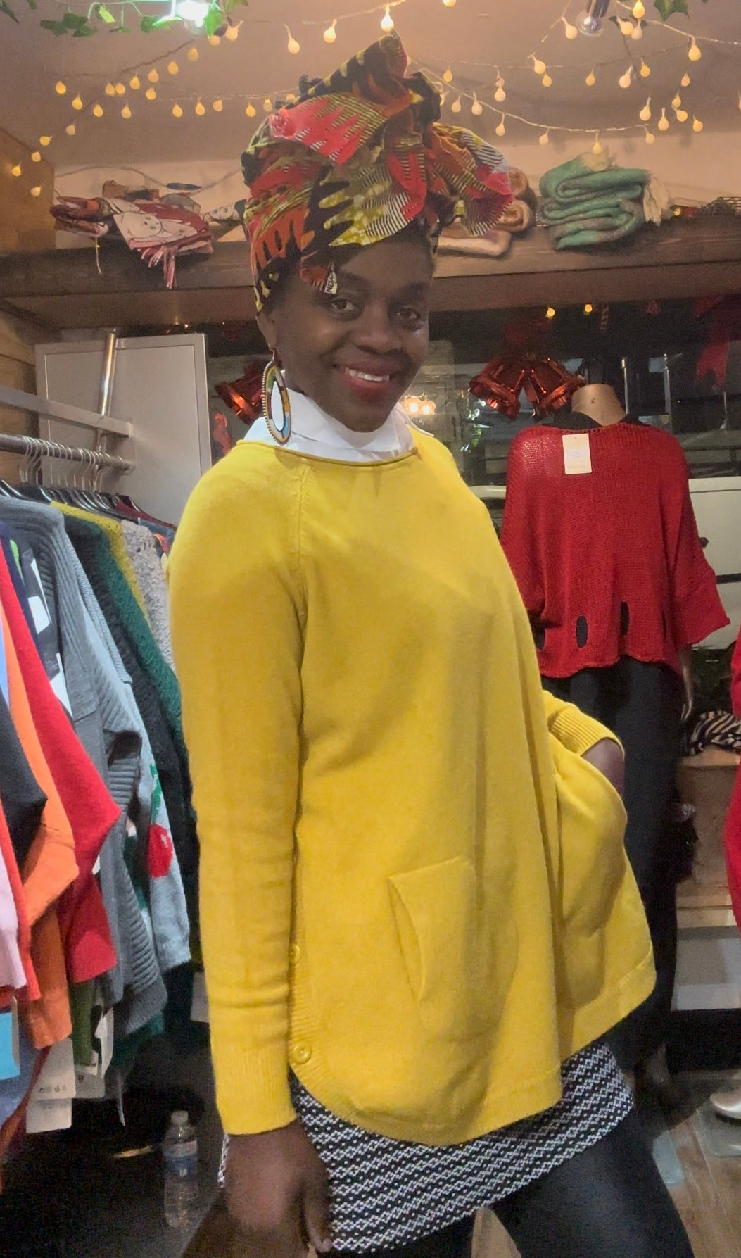 Mustard Side Buttons Round Neck Jumper Fits Size 10-18