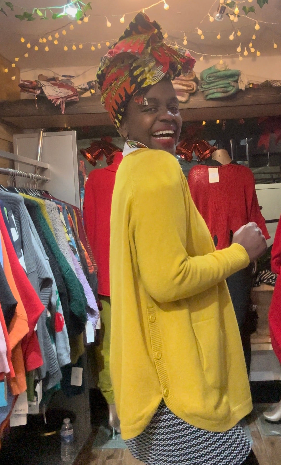 Mustard Side Buttons Round Neck Jumper Fits Size 10-18