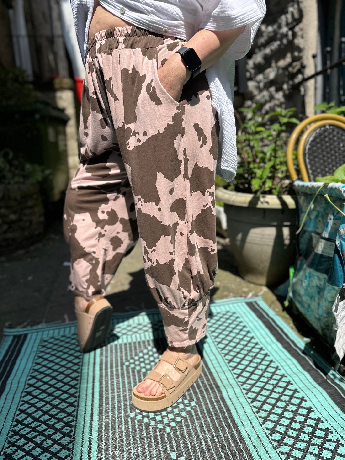 Short Length Animal Print Azu Trousers Fits Size 8-22