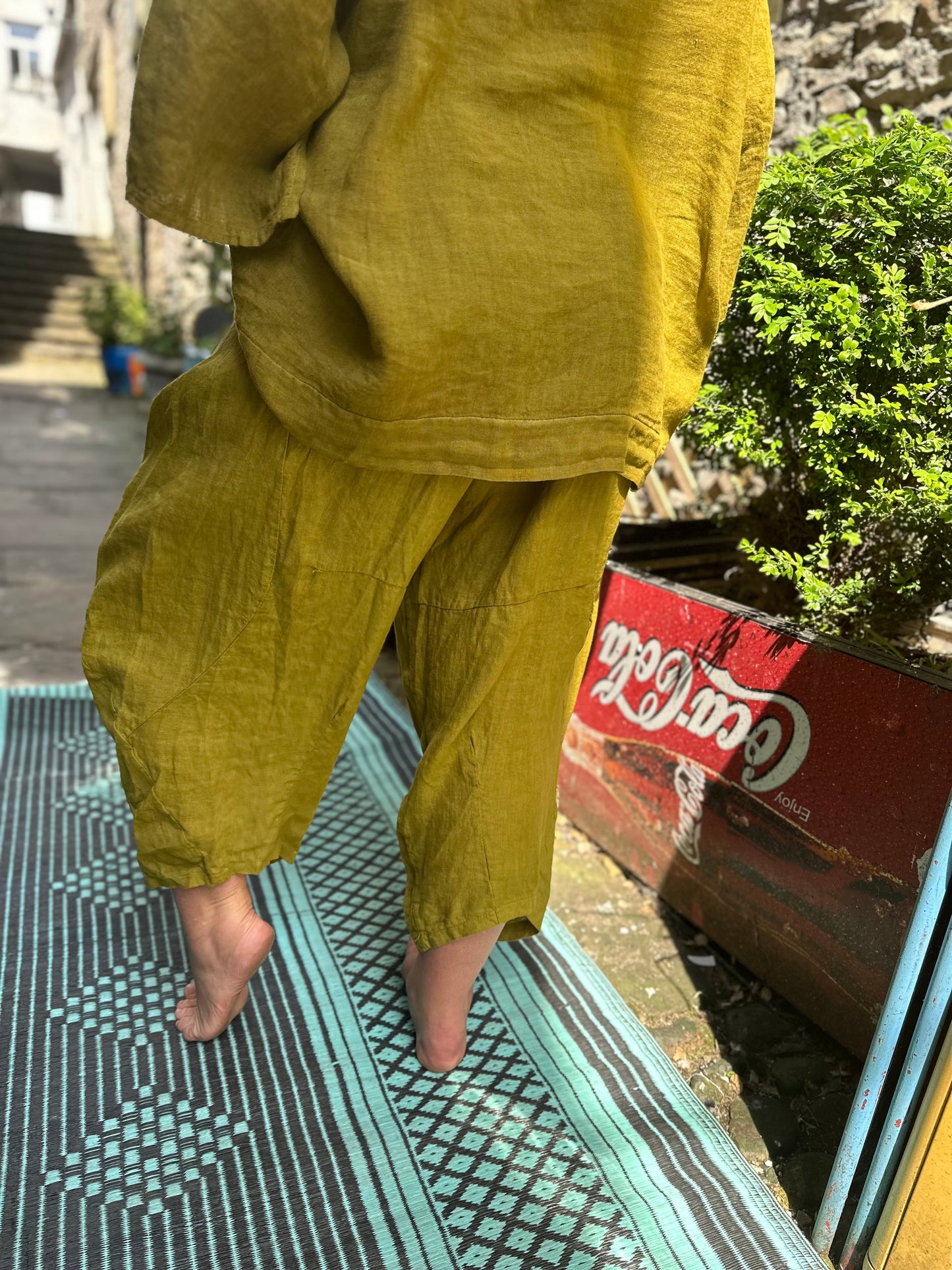 Pure Linen Olive Green Kuiza Trousers Size 8-20