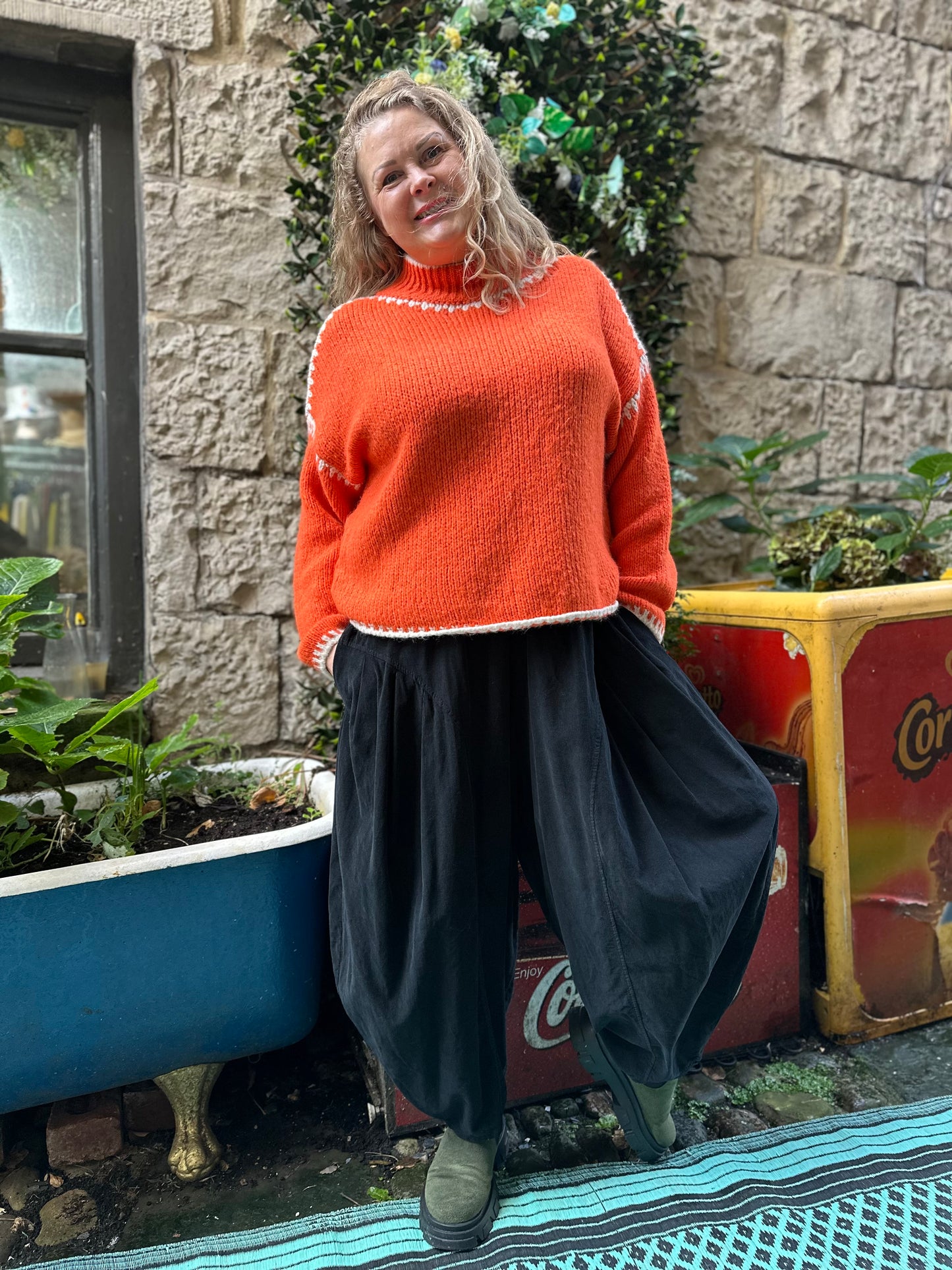Cord Yeba Trousers In BLACK Fits Size 10-24