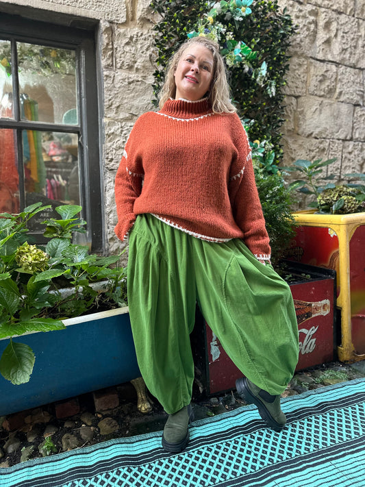 Cord Yeba Trousers In Avocado Green Colour Fits Size 10-24