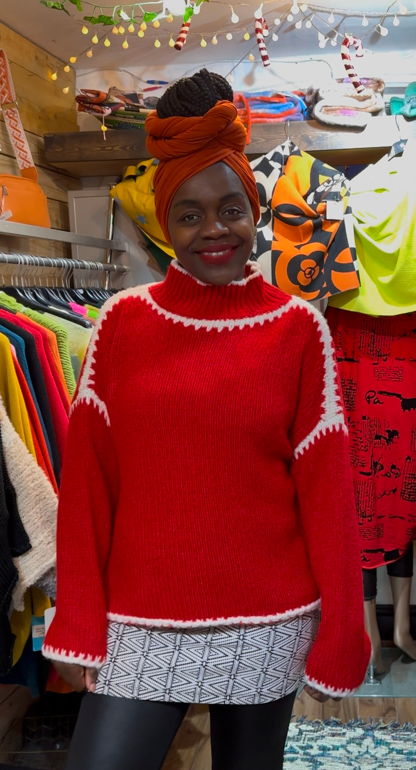 Soft Knit Red and White Aja Jumper Fits Size 8-16