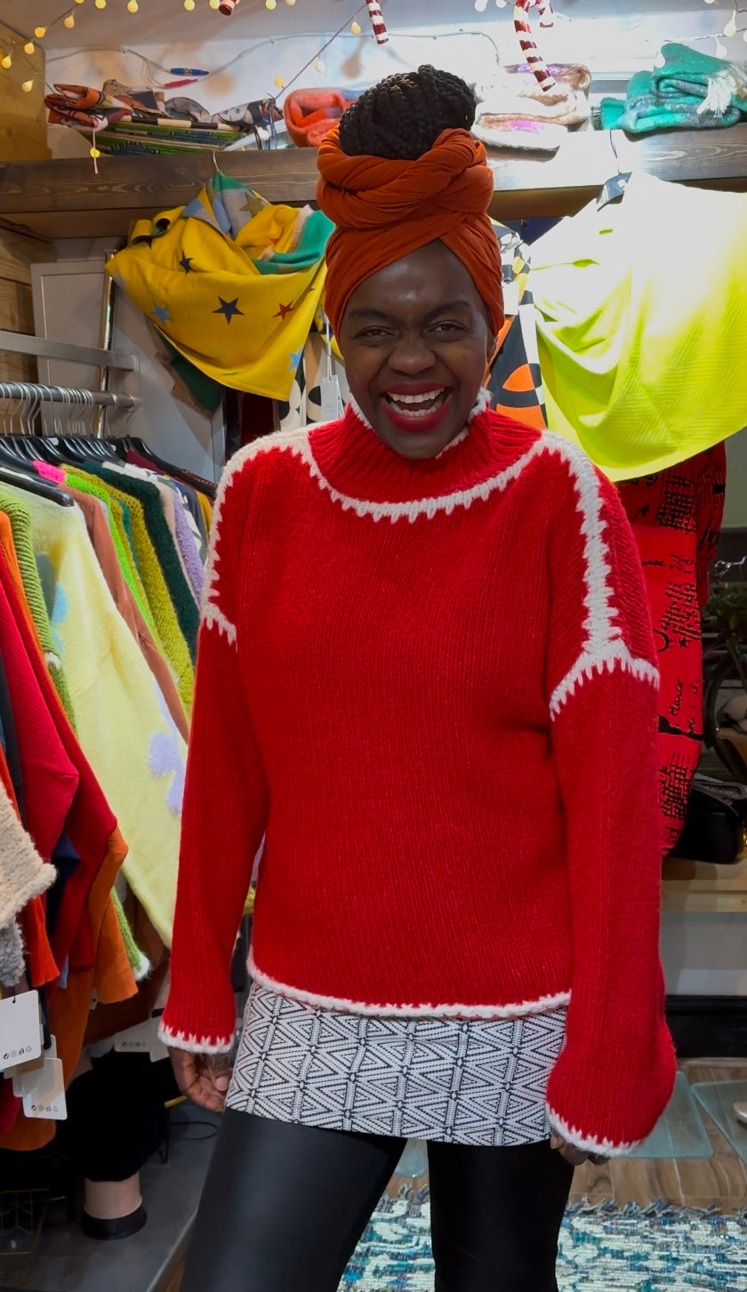 Soft Knit Red and White Aja Jumper Fits Size 8-16