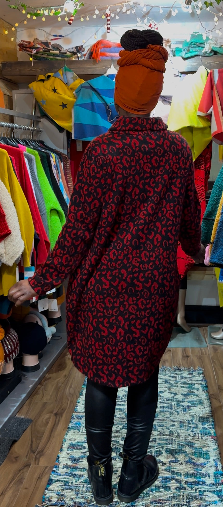 Fluffy Knit Animal Print Amouka Dress Top Size 8-18