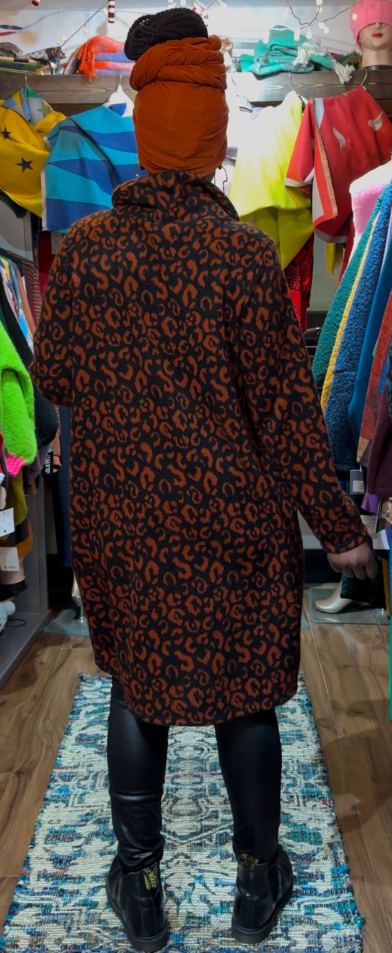 Fluffy Knit Animal Print Amouka Dress Top Size 8-18