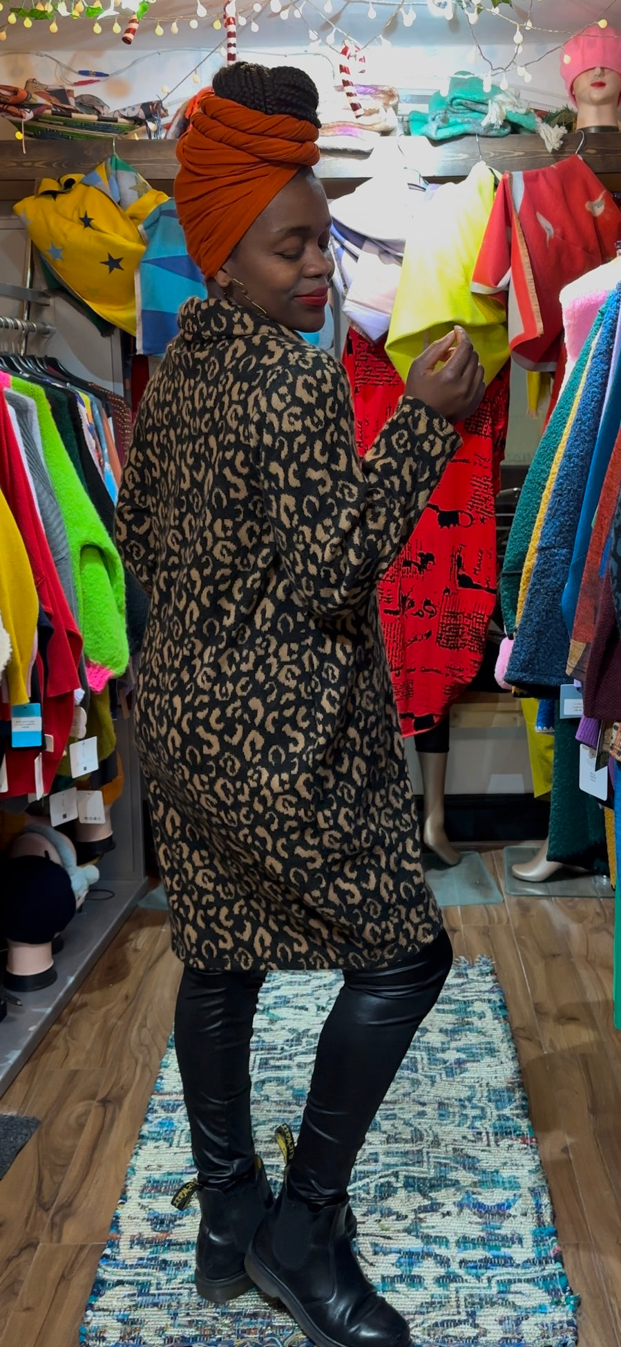 Fluffy Knit Animal Print Amouka Dress Top Size 8-18