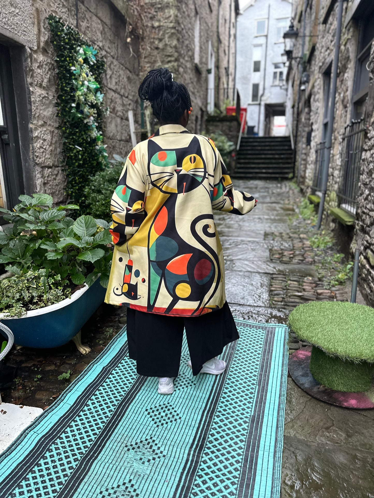 Cat Lover Printed Jacket Longline Coat/Jacket/Blazer Fit Size 12-22