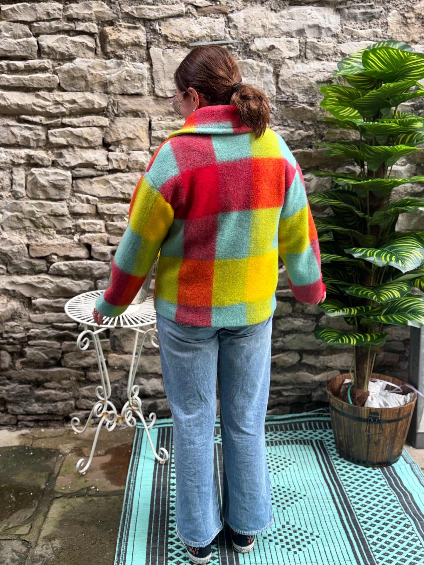 Made In Italy Double Breasted Wollen Jacket 20% Wool STYLISH AND STUNNING Jacket Fits Size 8-16 In multicoloured