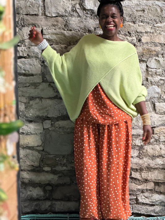 Stunning Cross-Over Front Layering Amina Top In Apple Green Colour Size 10-24