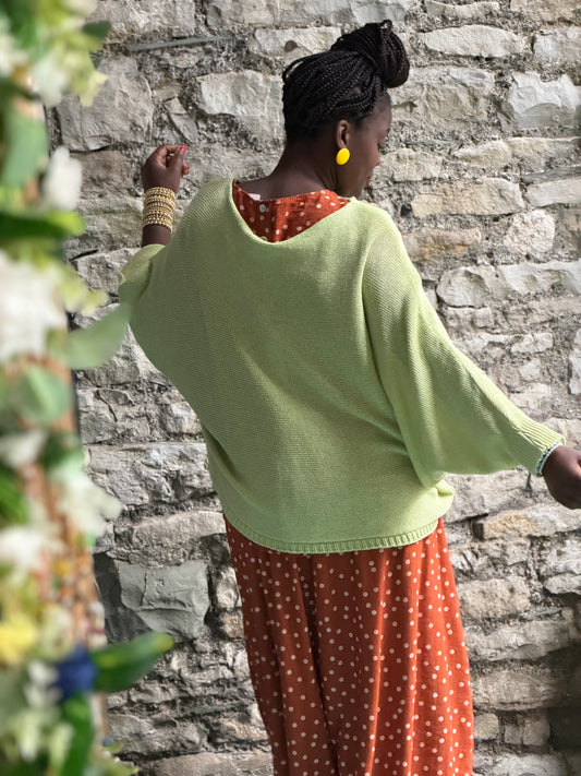 Stunning Cross-Over Front Layering Amina Top In Apple Green Colour Size 10-24