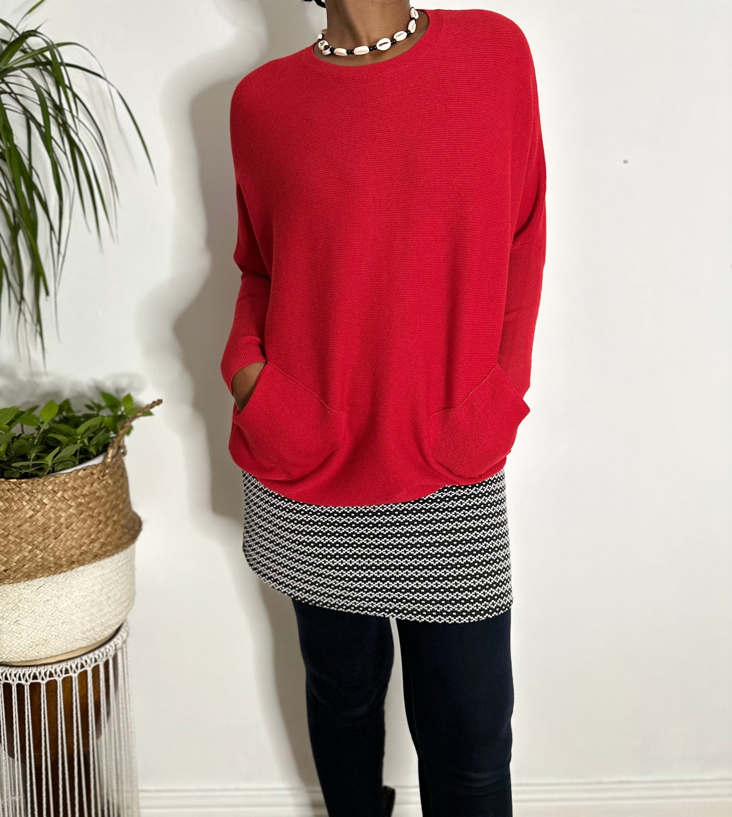 Two Pockets Red OBBE Jumper Fits Size 10-20