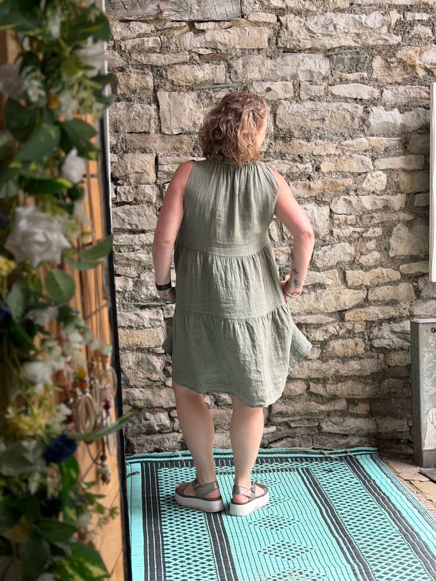 Pure Linen Super Cute Tiered Dress One Size Will Fit from Size 8-16