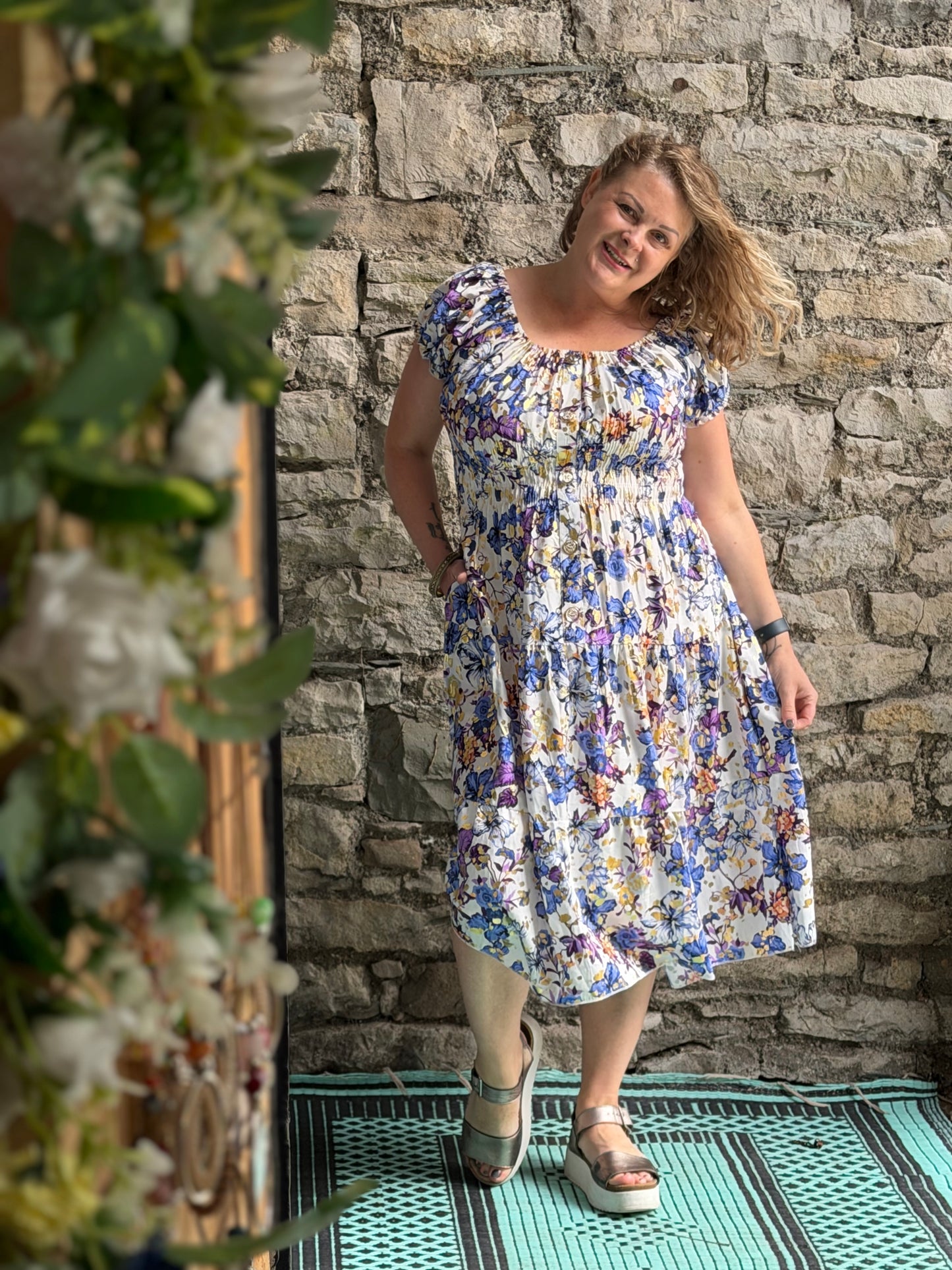 Stunning Printed Atta Dress In Midi Length Fits Size 8-20