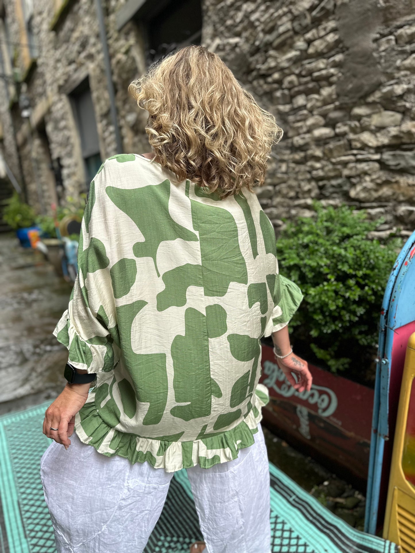 Sage Green and Beige stunning Akouma Top Fits Size 12-20