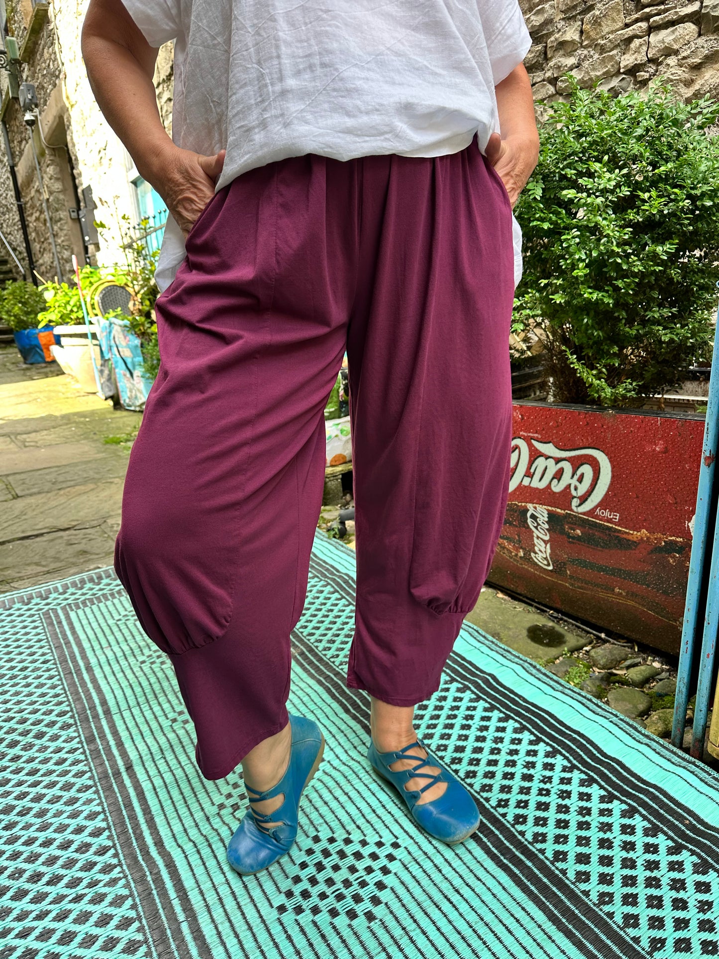 Short Length Burgundy Azu Trousers Fits Size 8-22