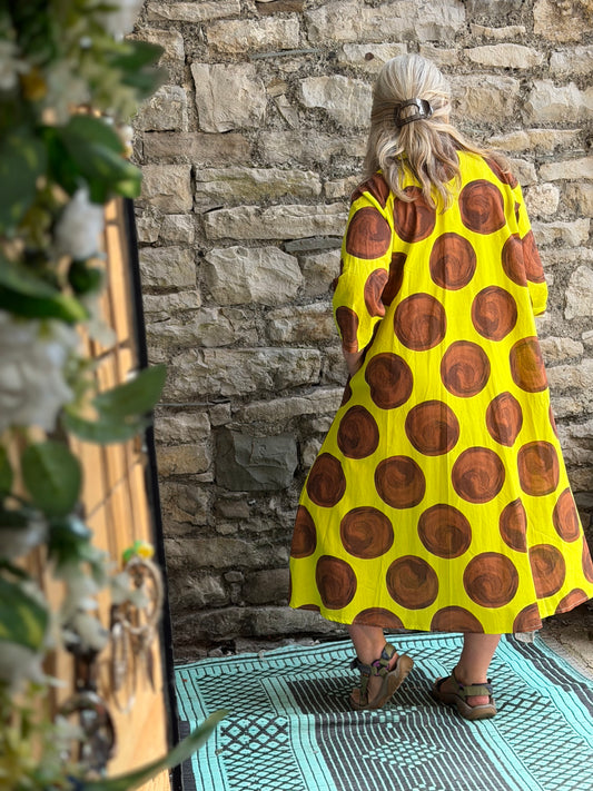 Bold And Stunning Spotty Cotton Shirt Dress Fit Size 10-20