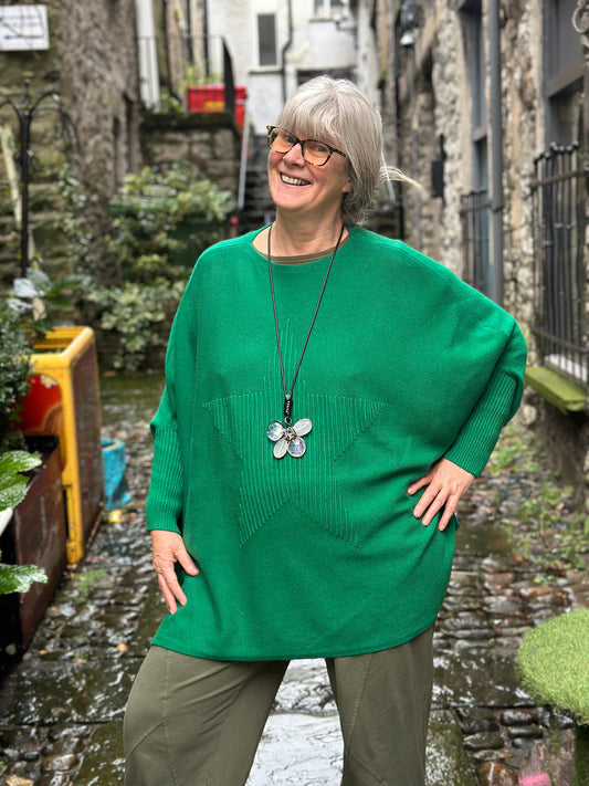 Stunning Christmas Green Bella Star Jumper Fits Size 10-26