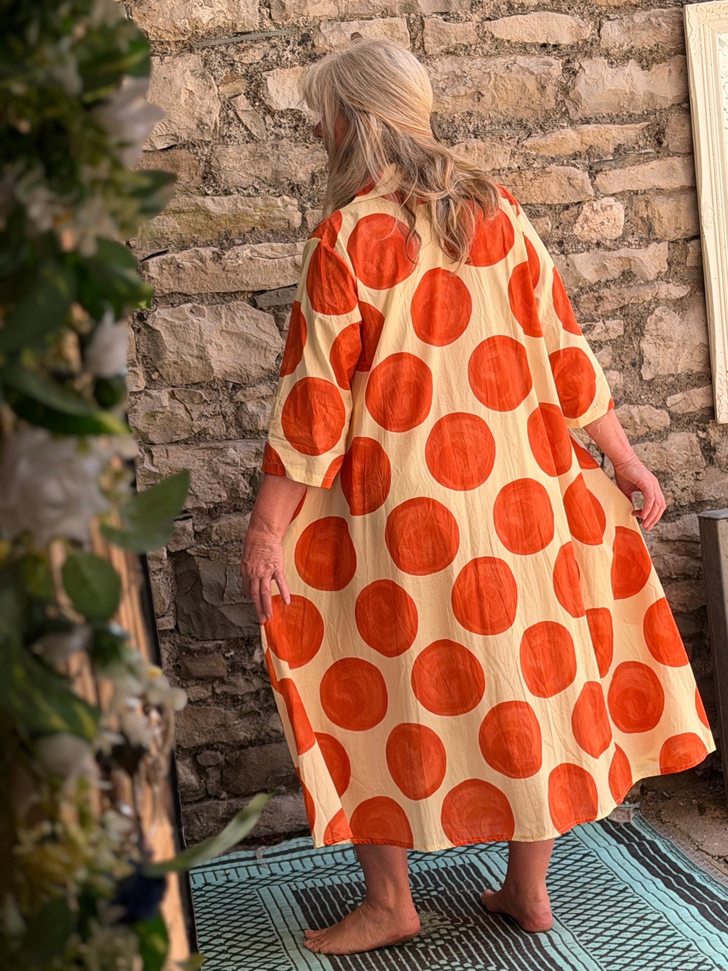 Bold And Stunning Spotty Cotton Shirt Dress Fit Size 10-20