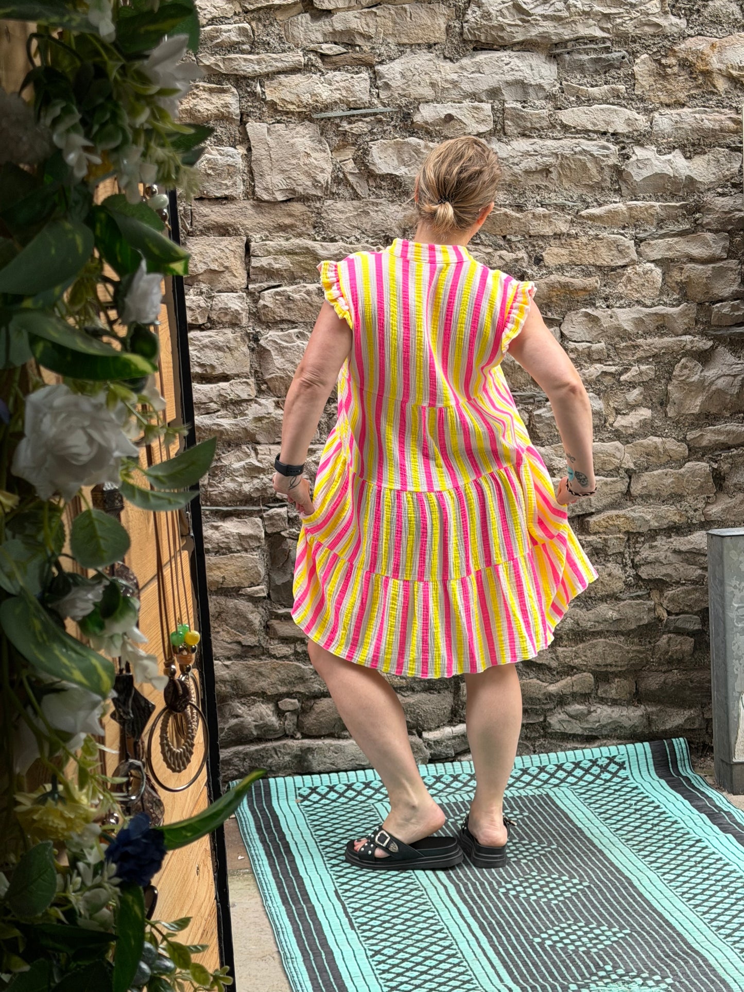 Candy Striped Cotton Dress Fits Size 10-18 Print 2