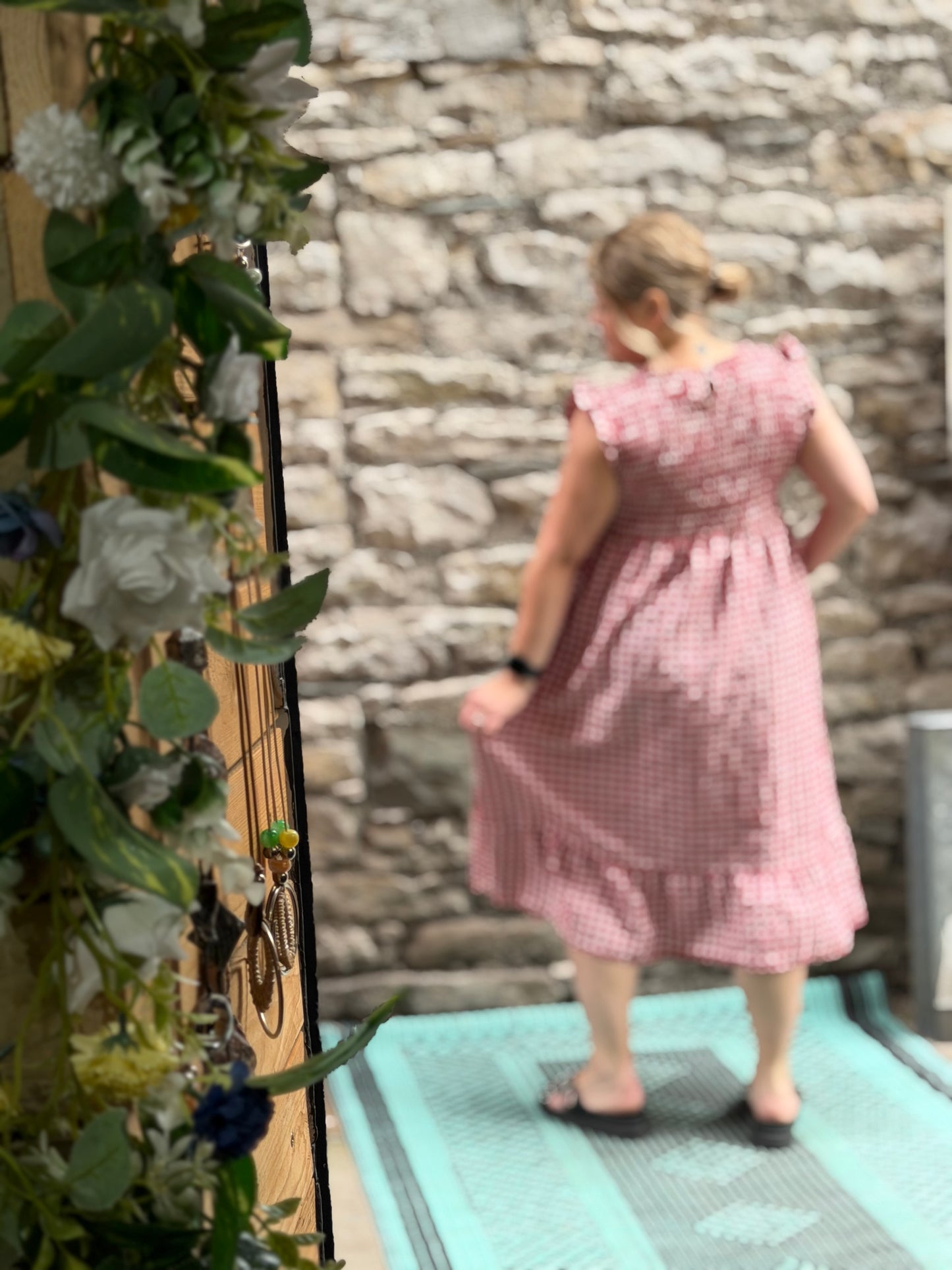 Tama Collection Gingham Shirred Bust Pocket Dress Fit Size 10-20