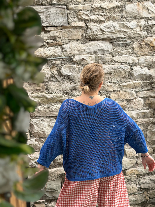 Stunning AFFINAH Layering Fish Net Top Size 10-24 In Cobalt