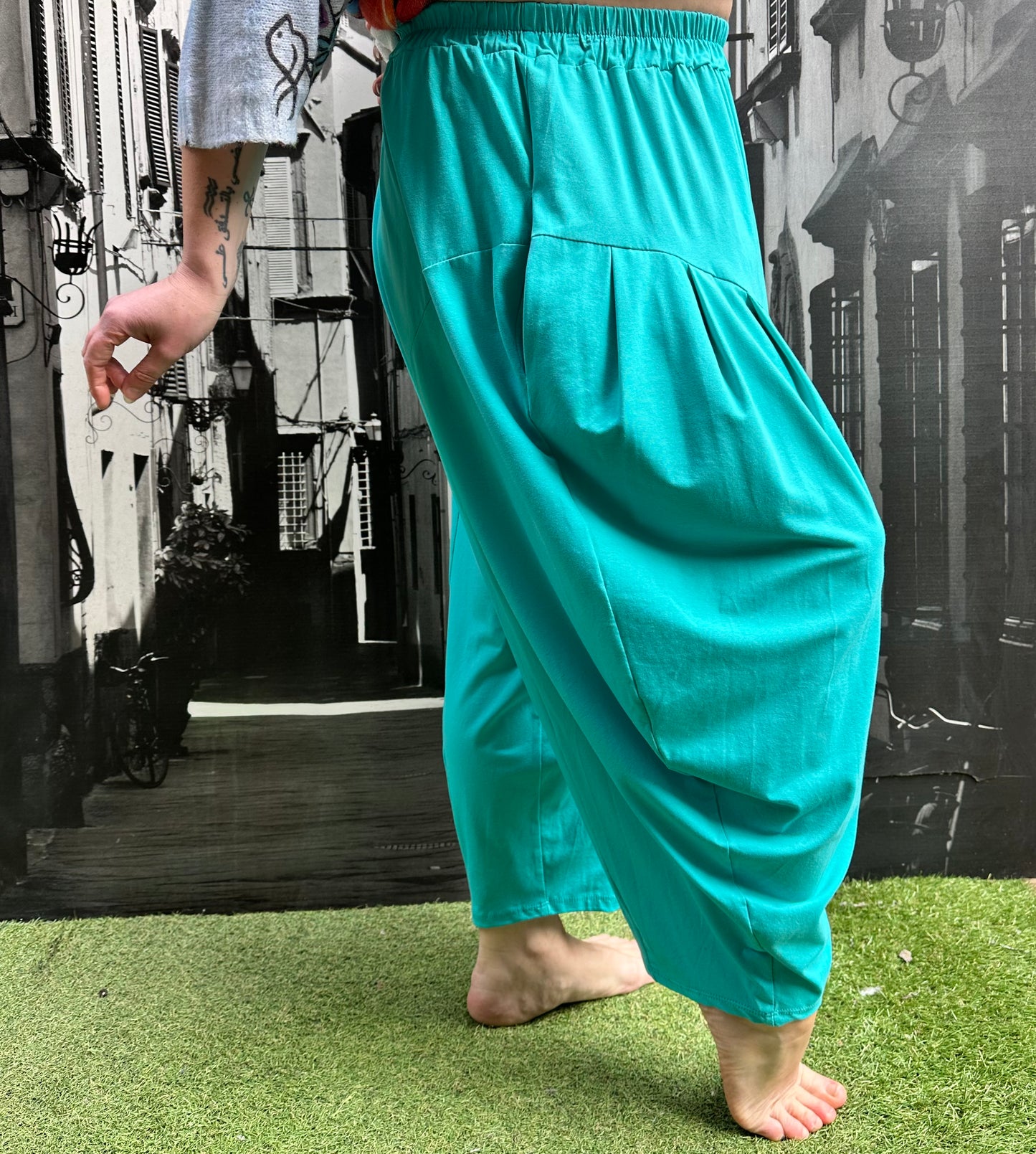 Yeba Trousers In Aqua Green Fits Size 12-26
