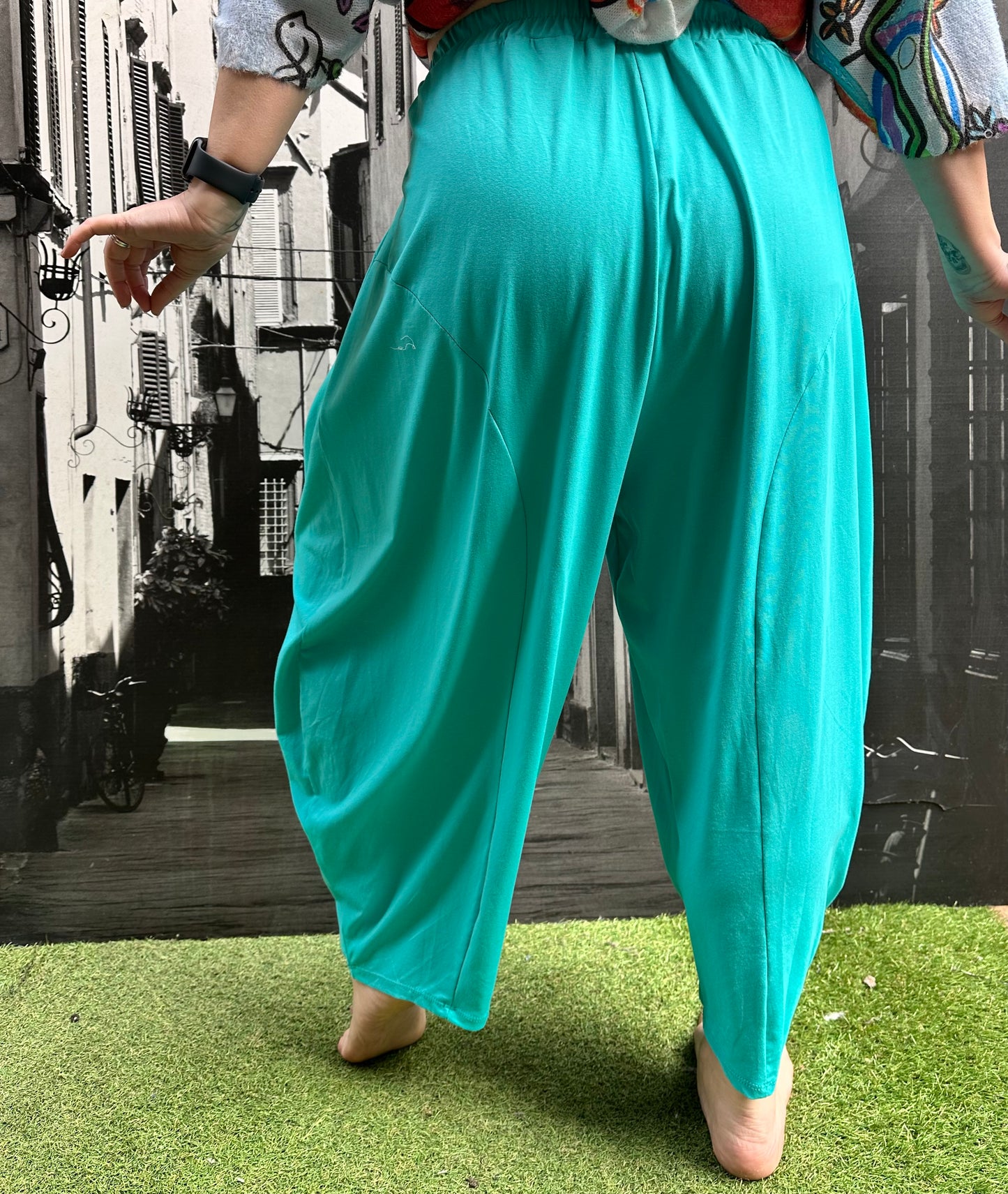 Yeba Trousers In Aqua Green Fits Size 12-26
