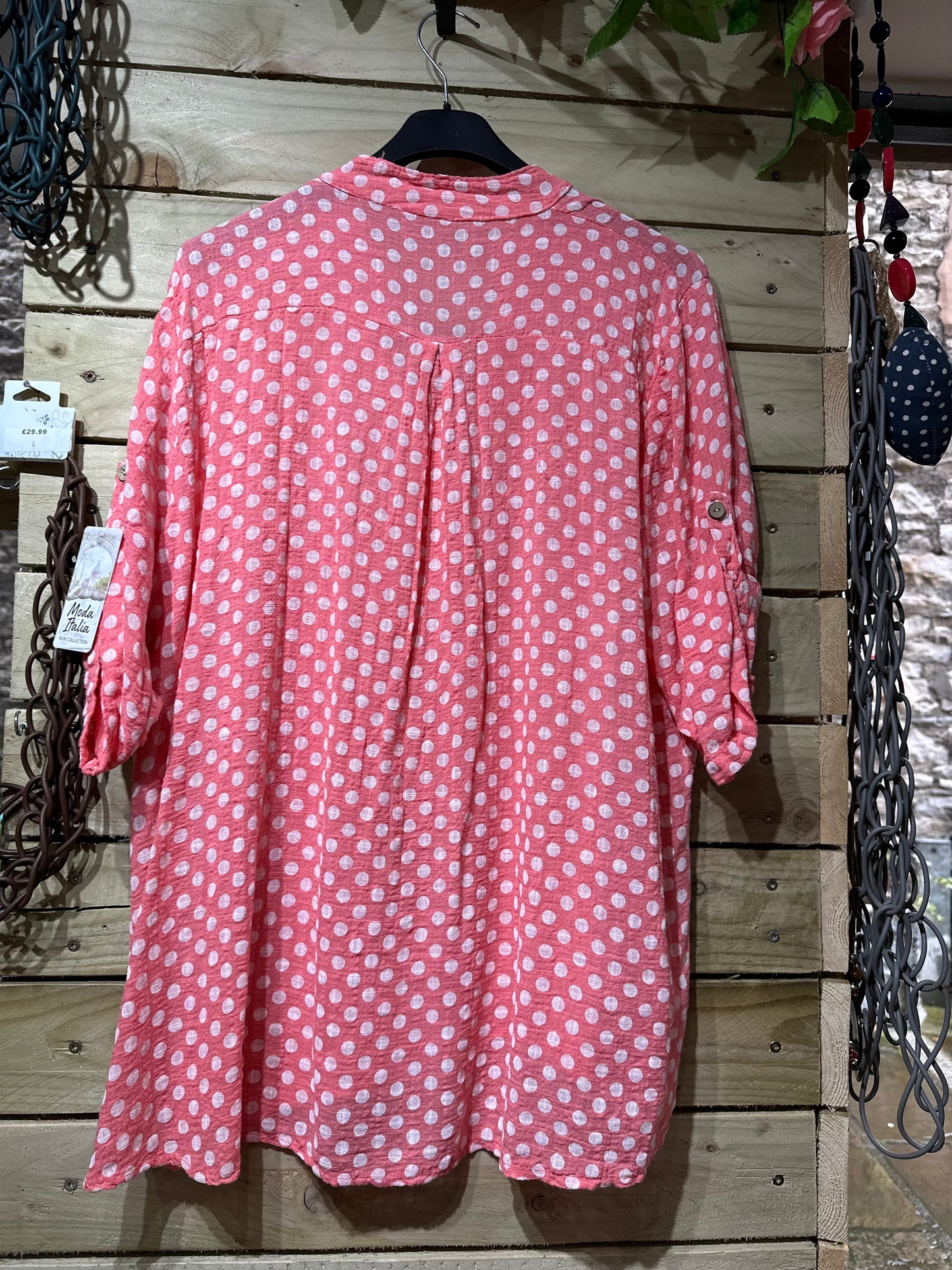 Made In Italy Polka Dot 100% Cotton Top Fits Size 8-18