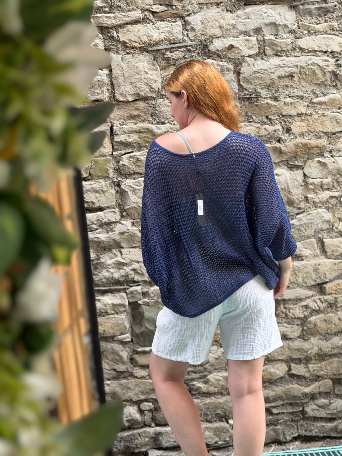 Stunning AFFINAH Layering Fish Net Top Size 10-24 In Light Blue
