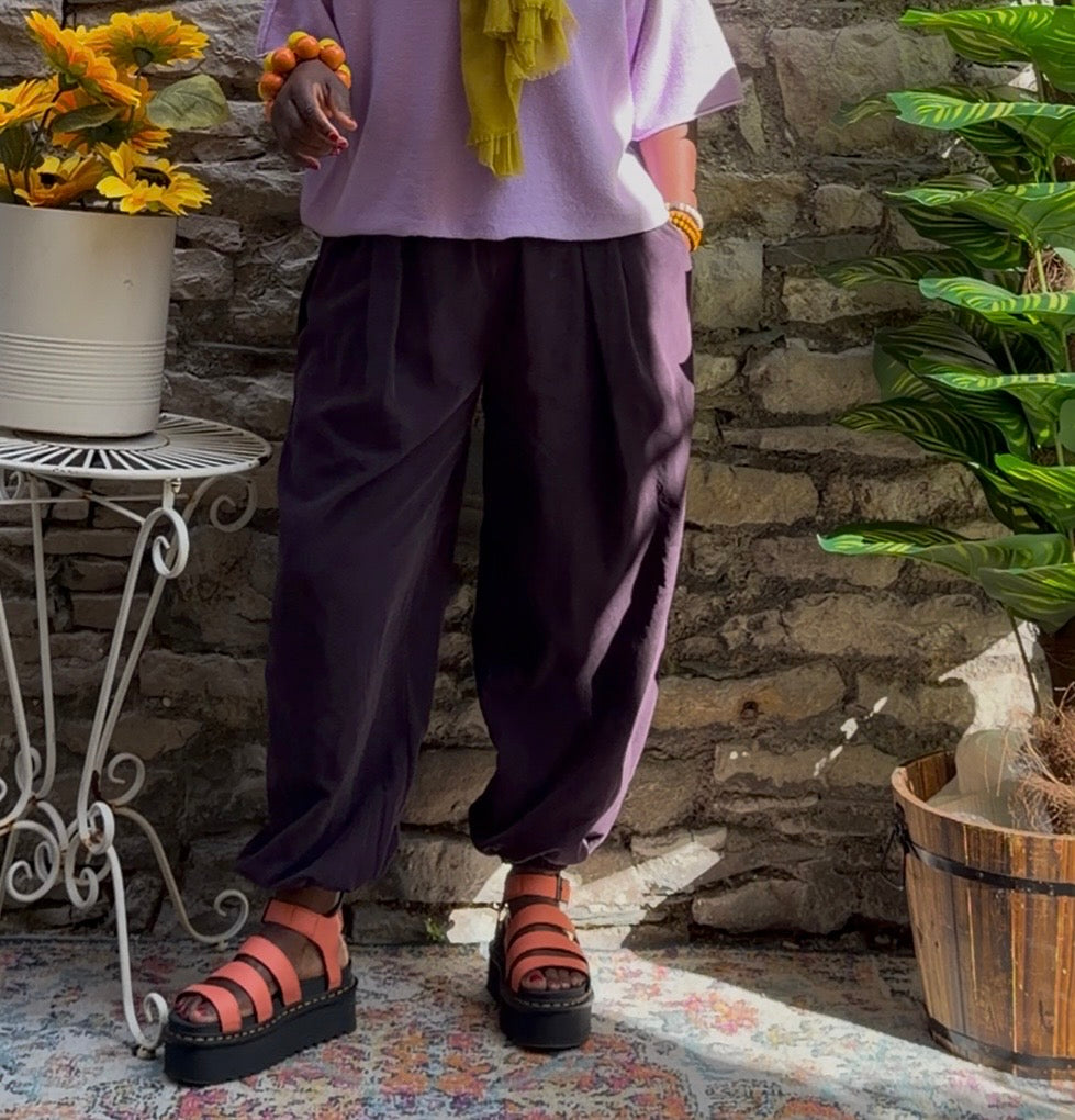 Purple Cuff Hem Cord Amoki Trousers Fit Size 8-18