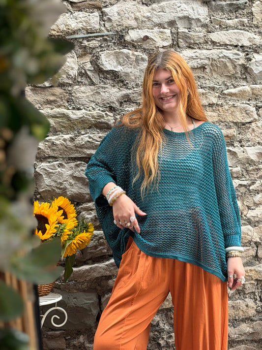 Stunning AFFINAH Layering Fish Net Top Size 10-24 In teal