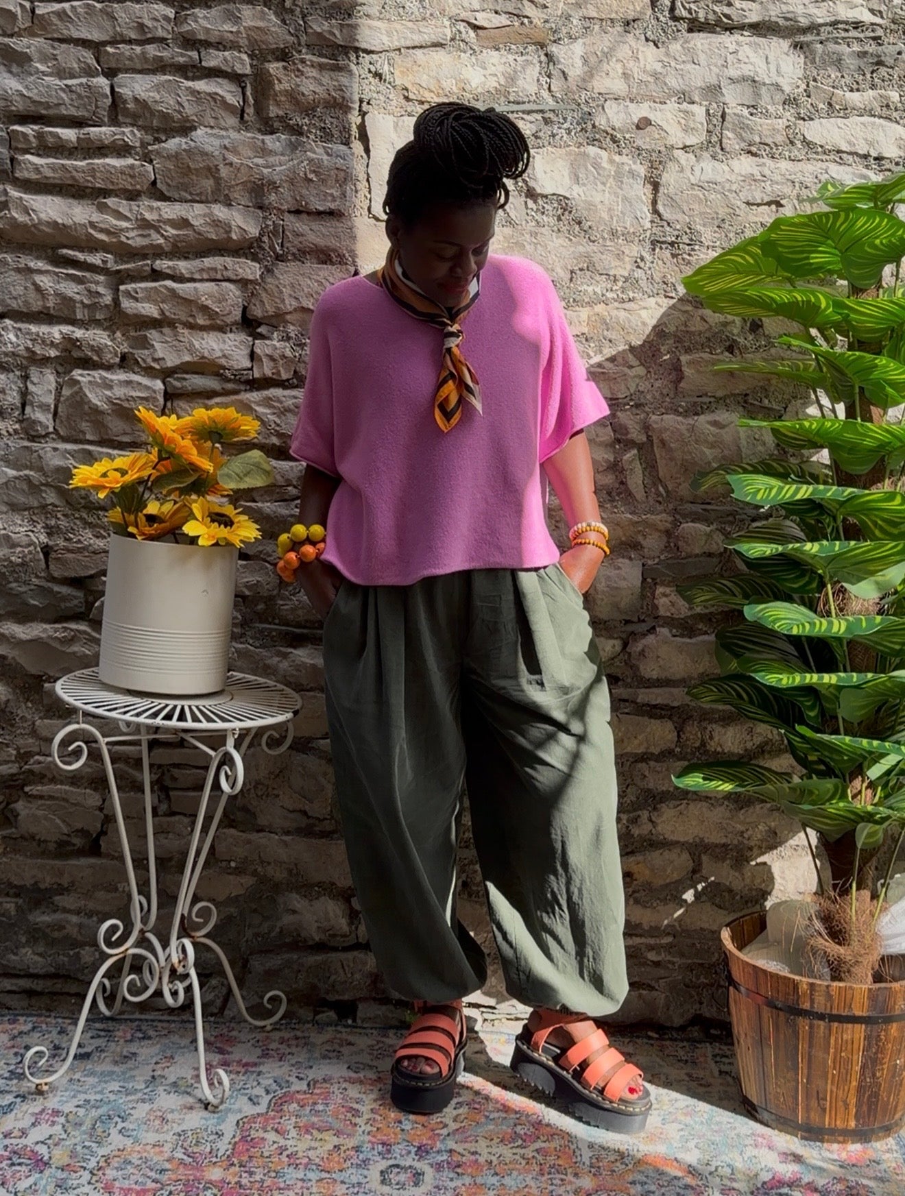 Khaki Cuff Hem Cord Amoki Trousers Fit Size 8-18