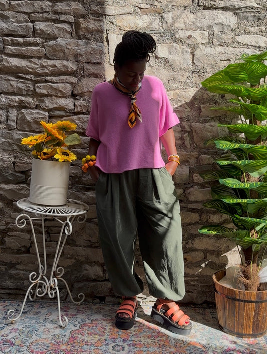 Khaki Cuff Hem Cord Amoki Trousers Fit Size 8-18