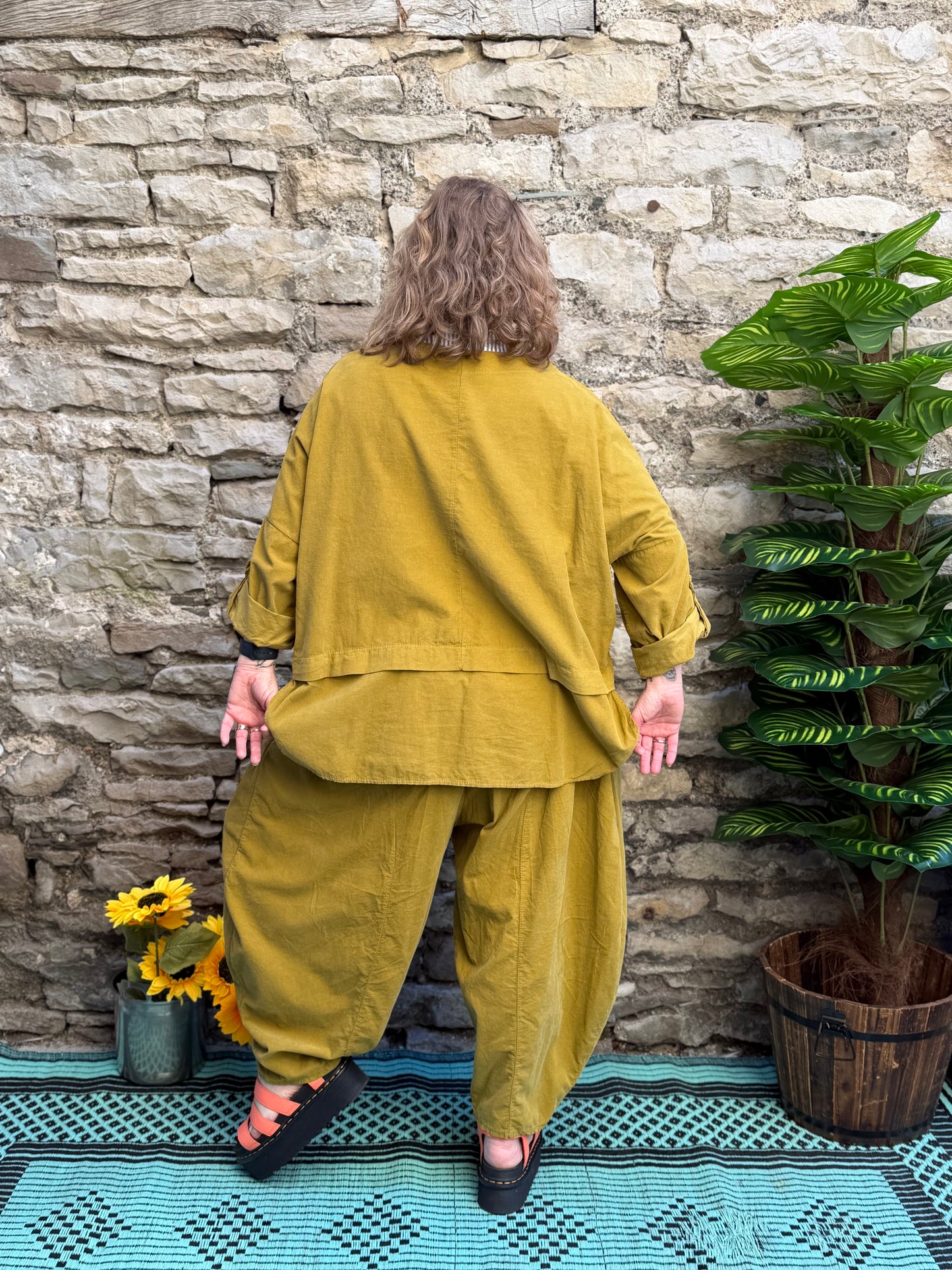 Cord Yeba Set Trousers and Top In  Fits Size 12-26 In Olive Green