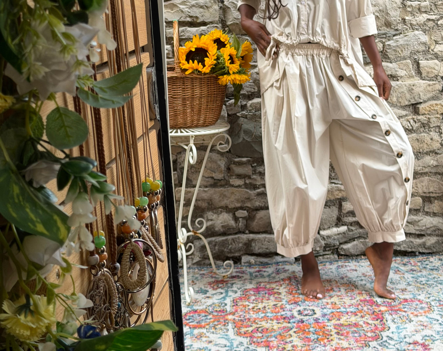 Stunning Oyya Trousers In Beige Colour One Size 8-20