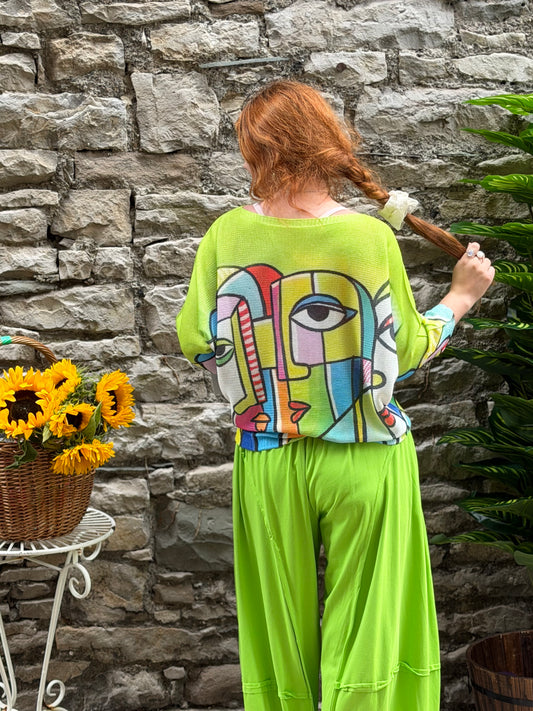 ODA Soft Knitted Top Size 8-18 in lime green