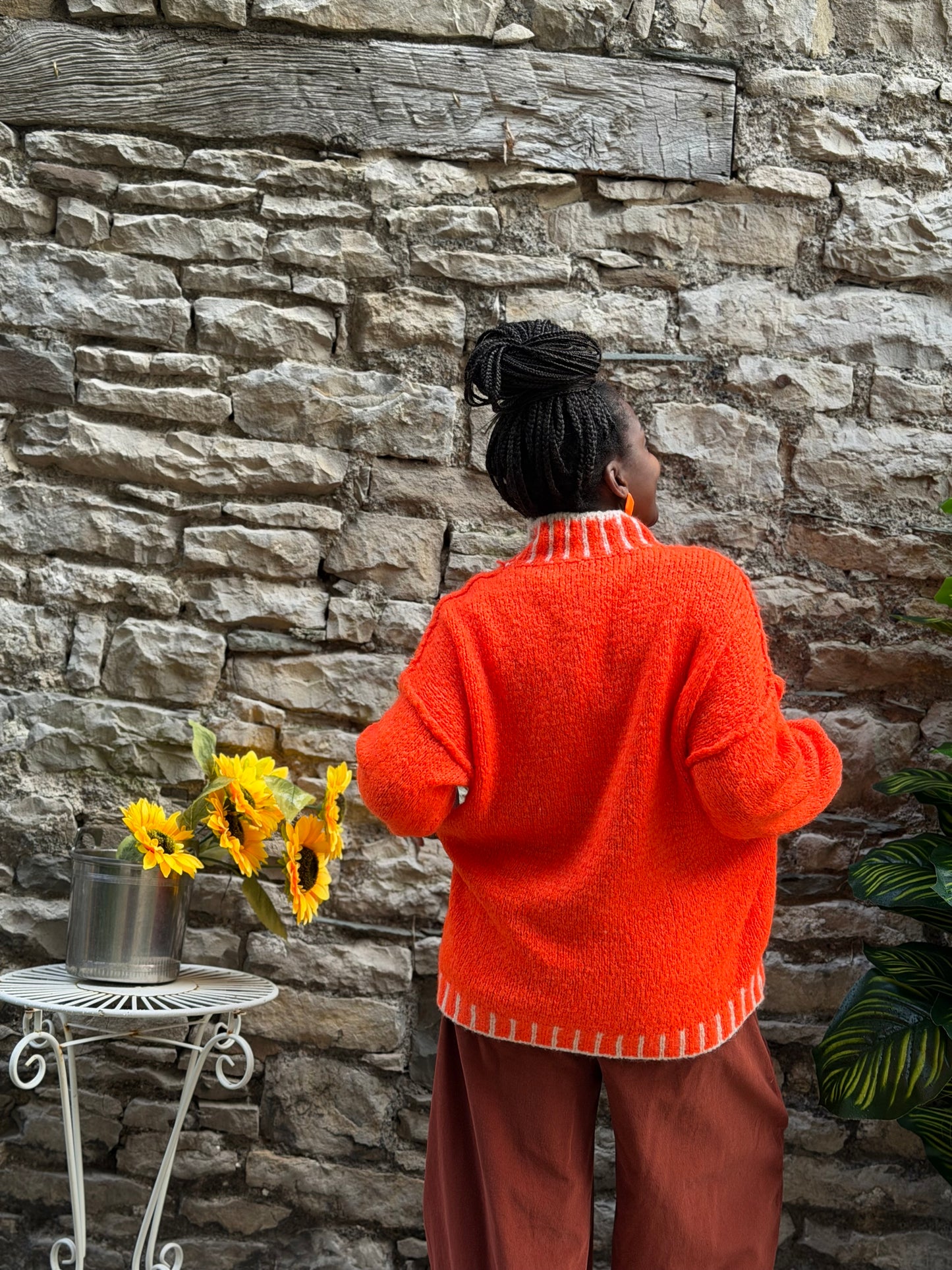 Soft Knit Orange and White Aja Jumper Fits Size 10-20
