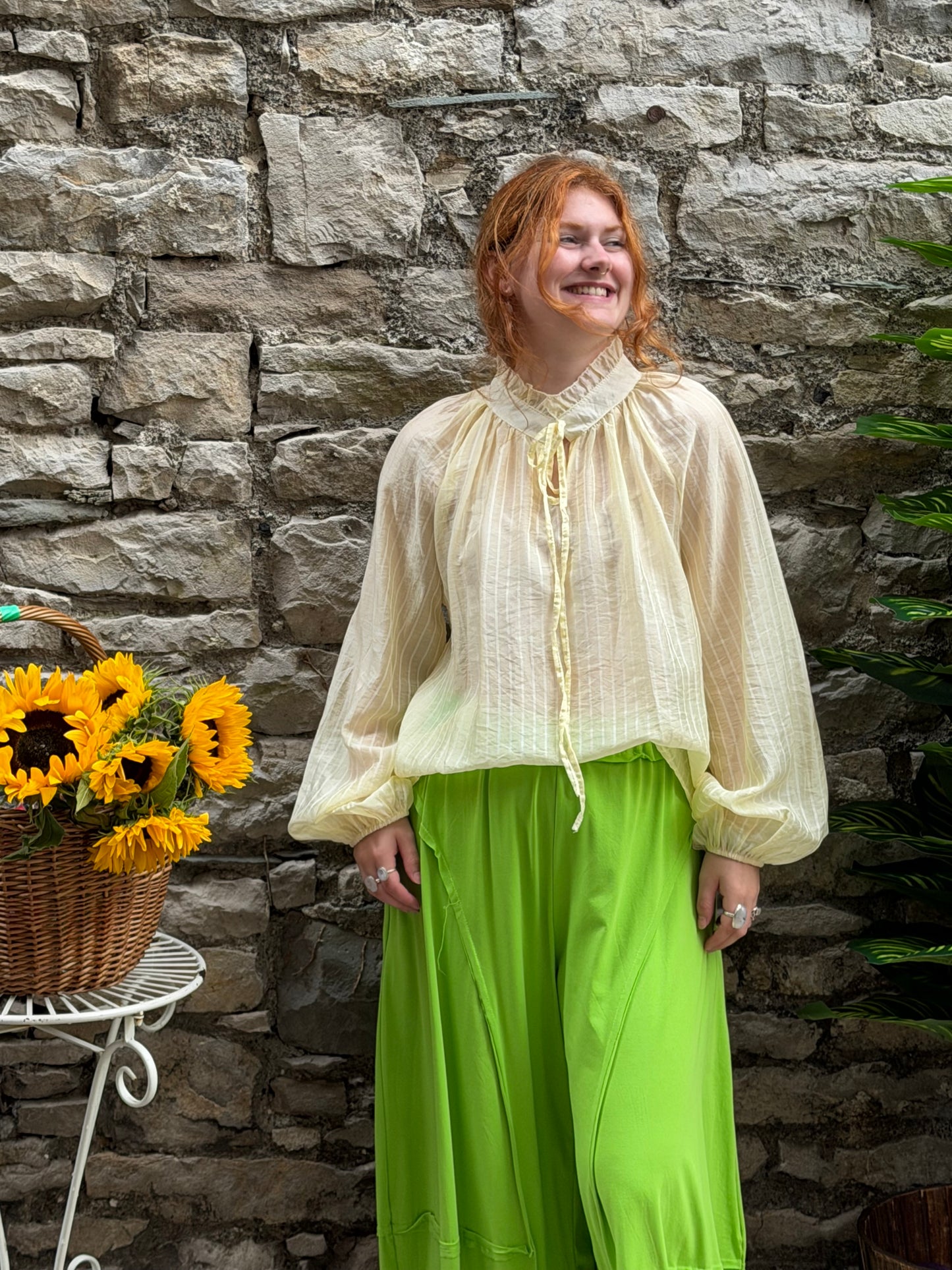 Soft drape blouse in one size fits 8-18 in butter yellow