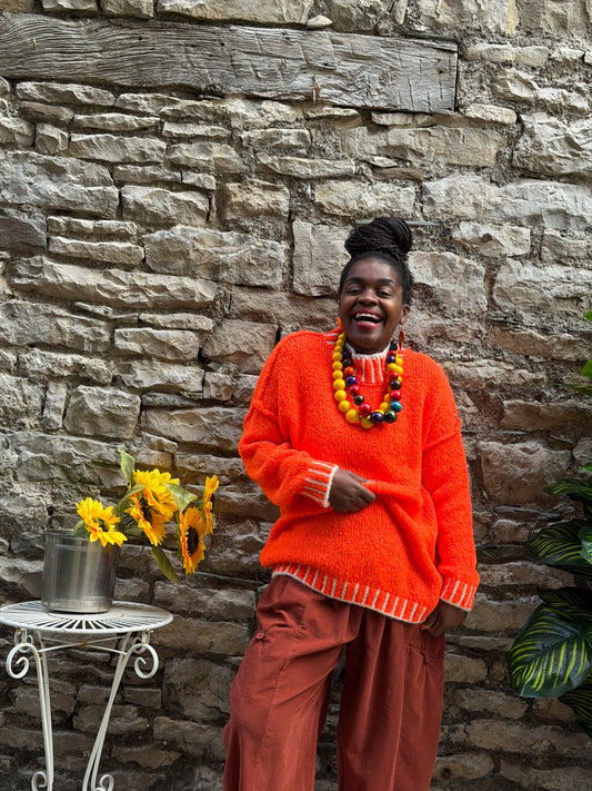 Soft Knit Orange and White Aja Jumper Fits Size 10-20