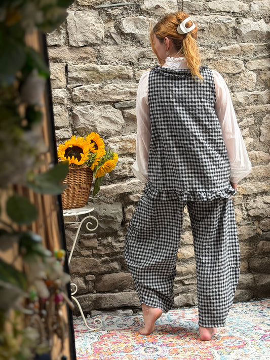 Tama Gingham Barrel Set Top And Trousers In black One Size Fits Size 8-18 (worn over one of our airy blouses)