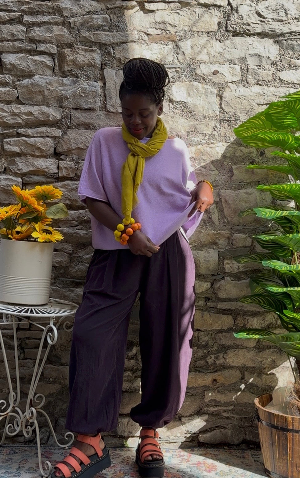 Purple Cuff Hem Cord Amoki Trousers Fit Size 8-18